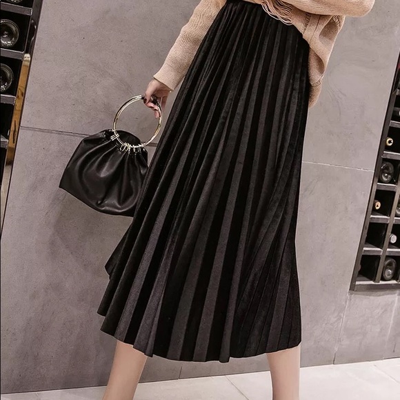 Velvet Pleated Skirt - Picture 2 of 11